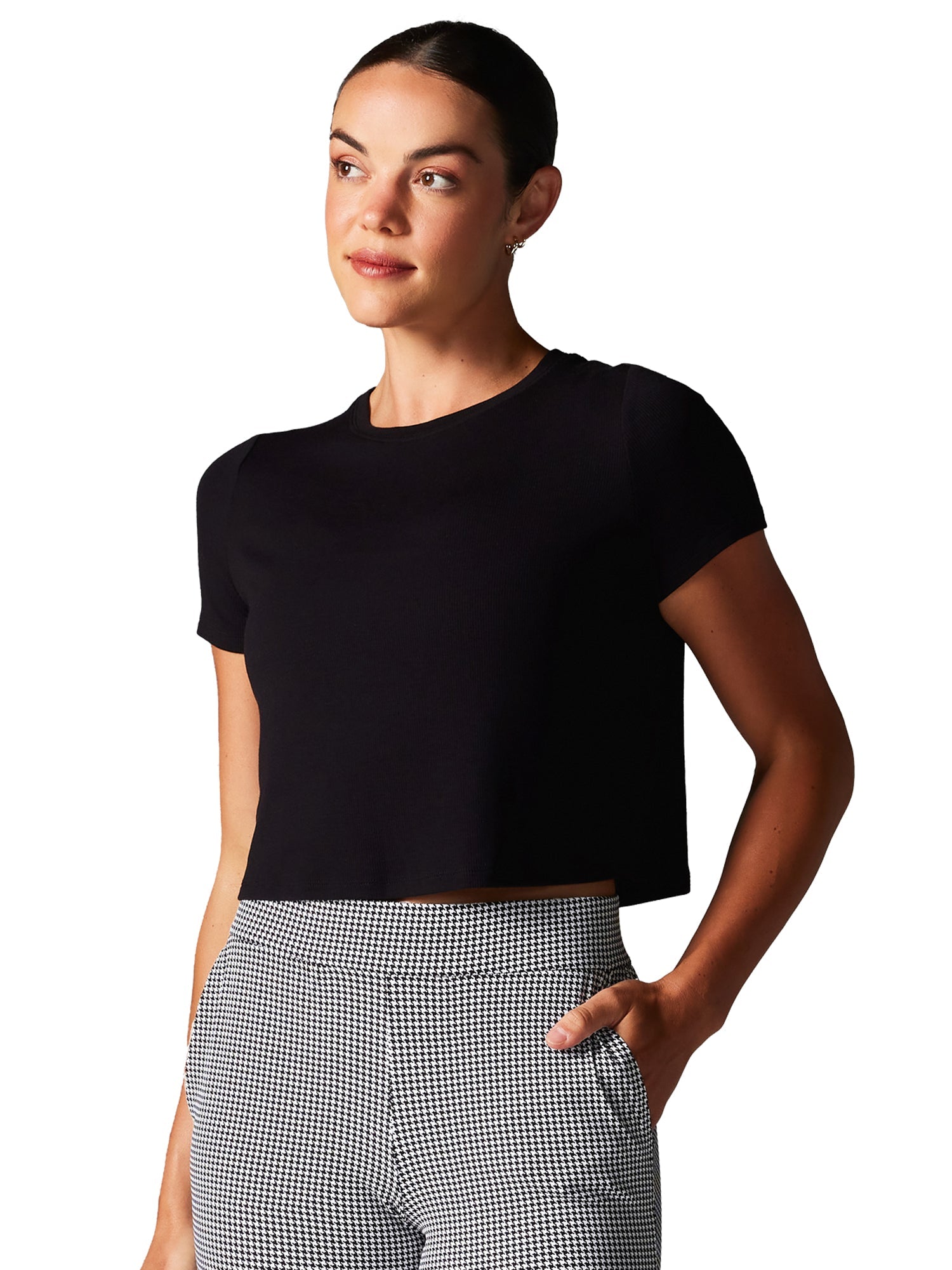 [SALE][TAVI] リブTシャツ Ribbed Tee／ ヨガ トップス ピラティス クロップド丈 通気性