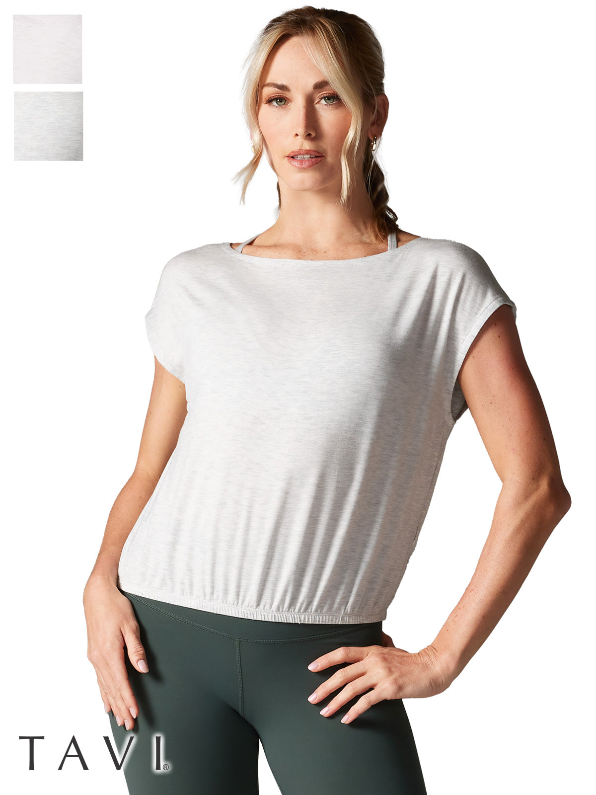 [SALE][TAVI] ボヤージュ ボートネック Tシャツ Voyage Boatneck Tee／ ヨガ トップス ピラティス ショート丈 通気性