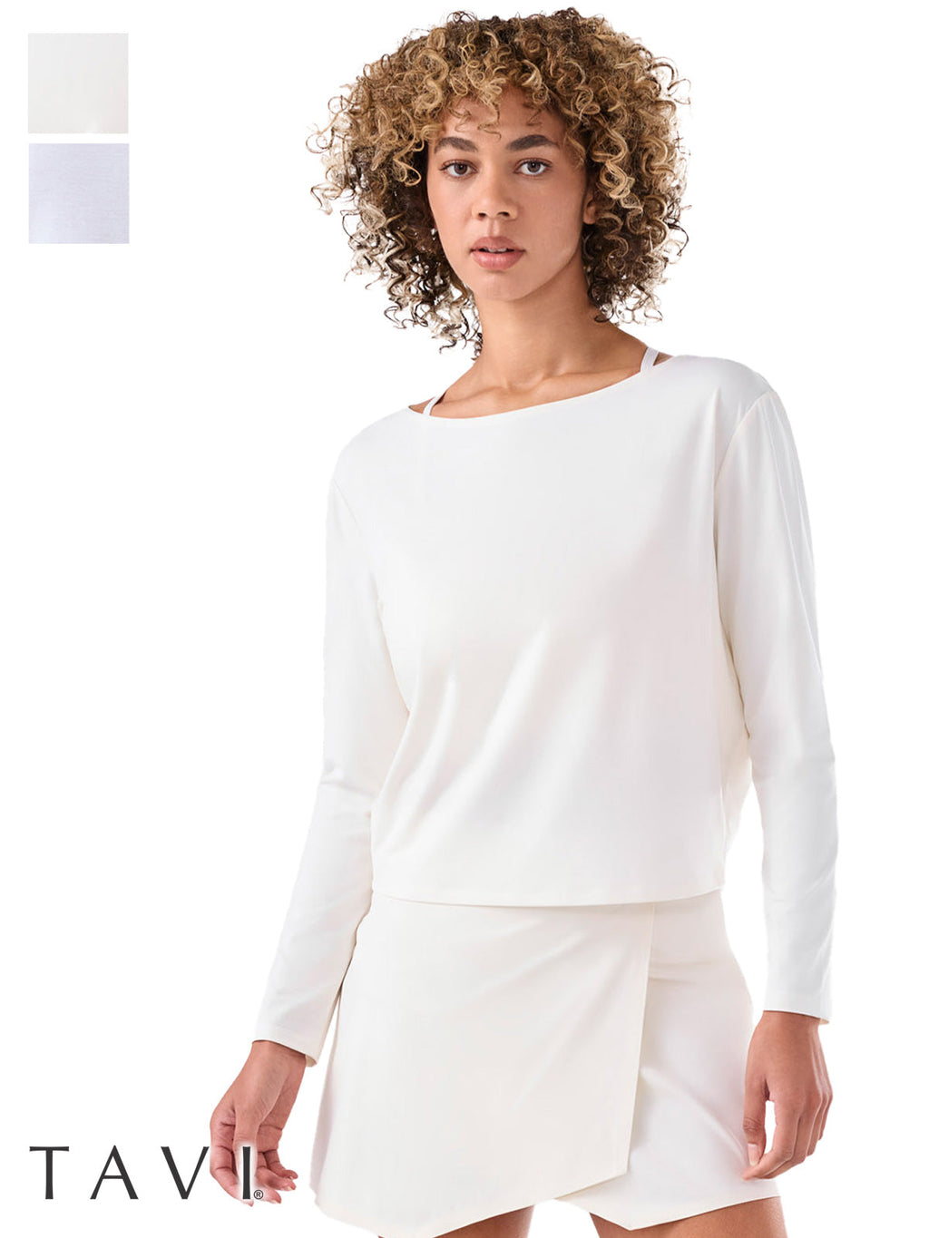[限定SALE][TAVI] ブラッシュド Tec ニット ロングスリーブトップス Brushed Tec Knit Long Sleeve／タビ レディース  トップス 長袖 ショート丈 カットソー [EX]