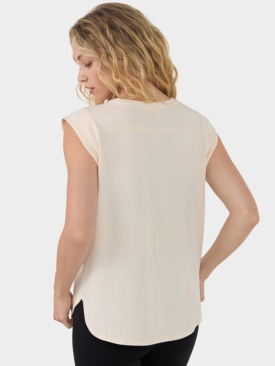 [TAVI] キャップスリーブ クルーネック Tee タビ レディース  トップス 通気性 吸湿 速乾 26SS