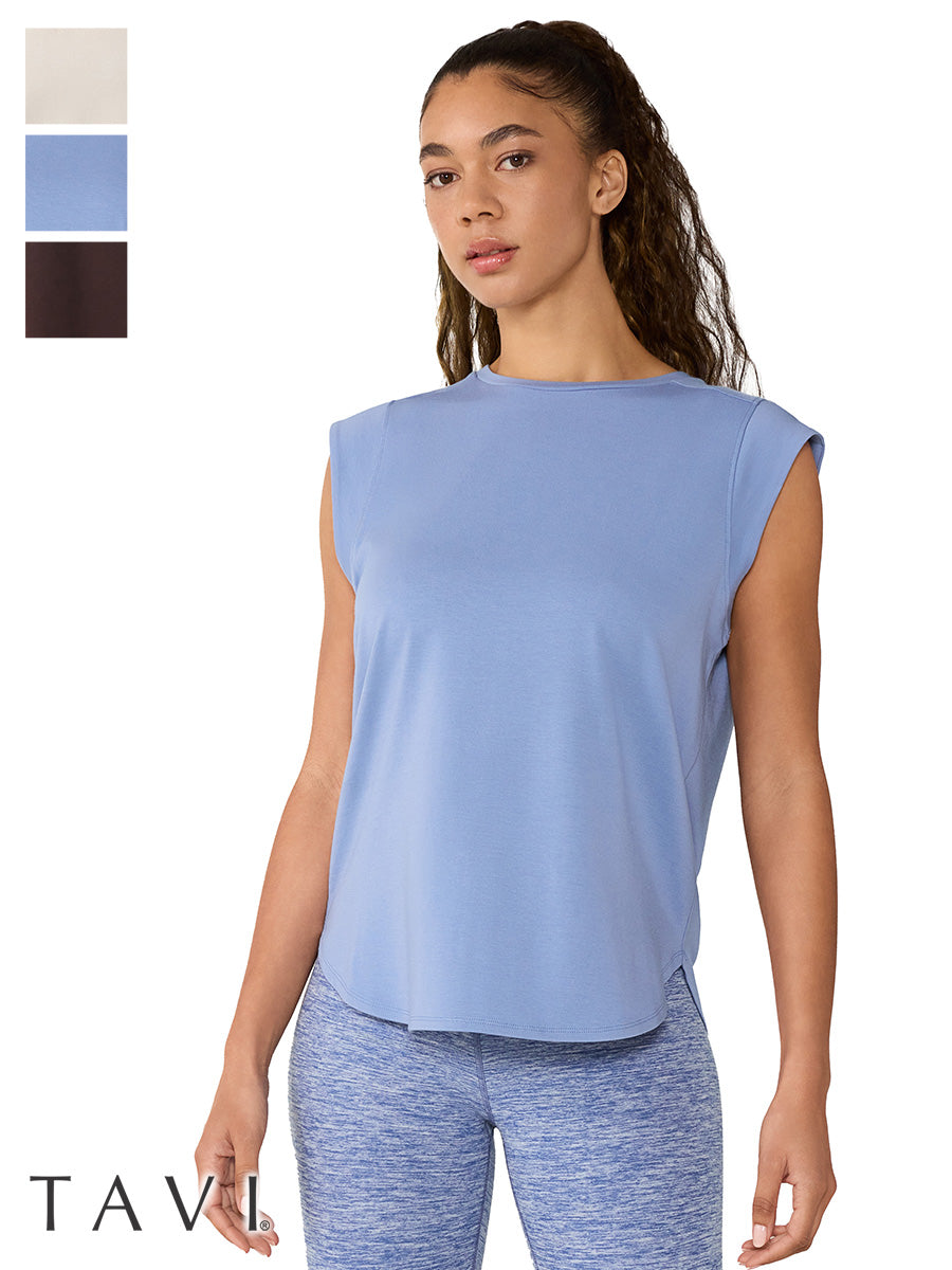 [TAVI] キャップスリーブ クルーネック Tee タビ レディース  トップス 通気性 吸湿 速乾 26SS