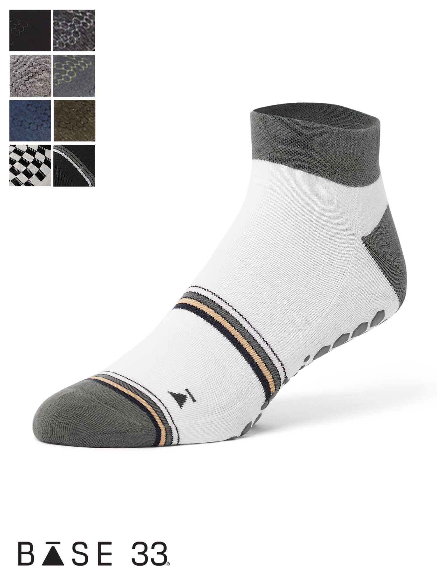 [BASE33] メンズ グリップ ソックス LOW RISE ローライズ／ トレーニング ジム フィットネス 滑り止め付 靴下 26SS_D1