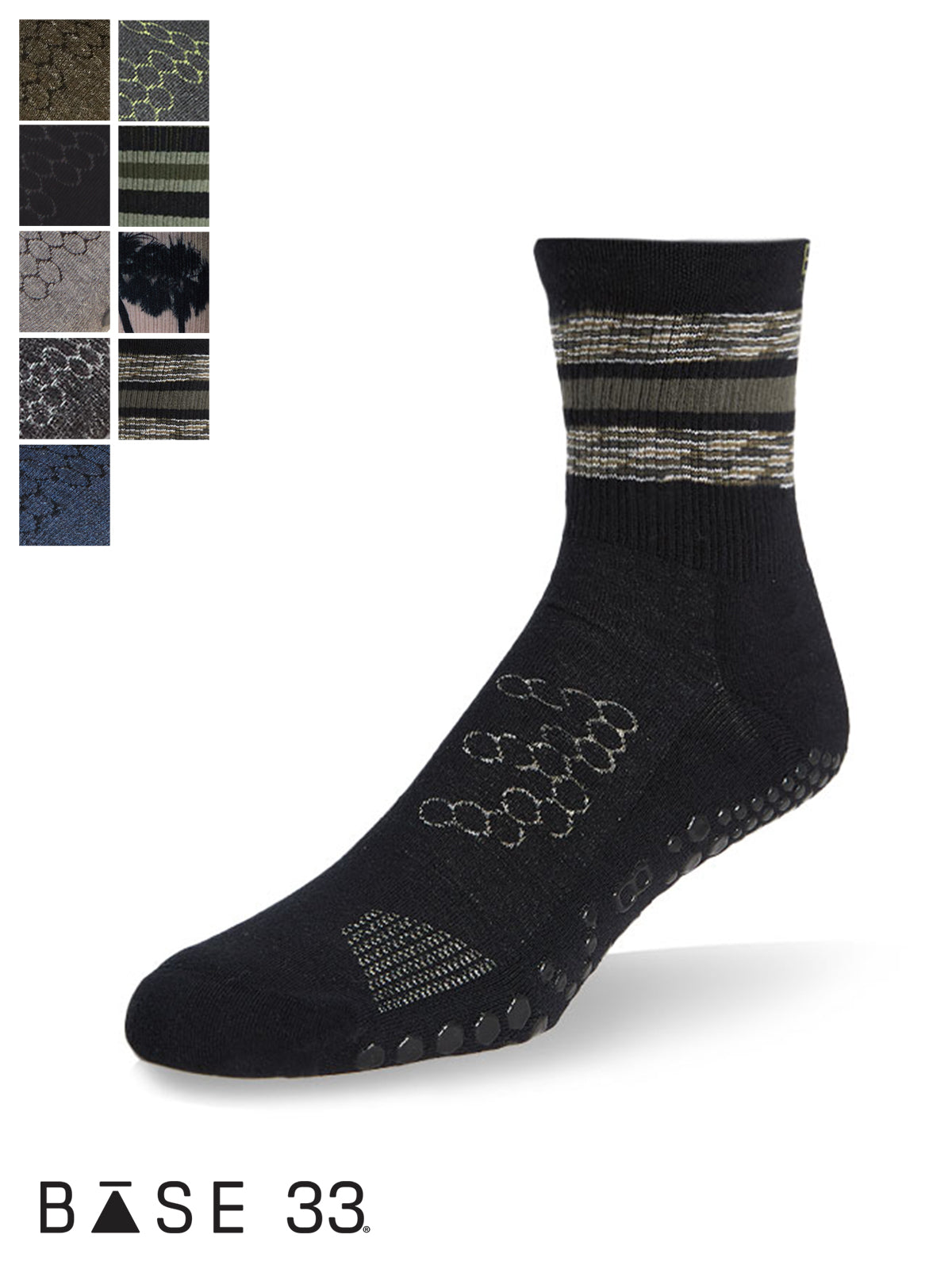 [BASE33] メンズ グリップ ソックス CREW クルー ／ トレーニング ジム フィットネス 滑り止め付 靴下 26SS_D1
